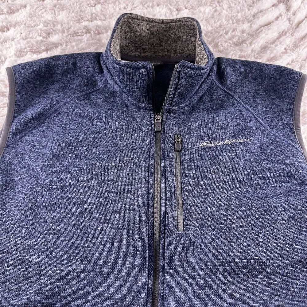 Eddie Bauer‎ Fleece Vest Mens Blue XL Outdoor Hiking Casual Sleeveless Full Zip